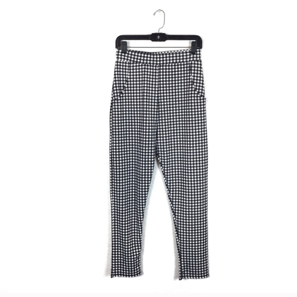 PrettyLittleThing Sage Black Gingham Legging Pants - Picture 2 of 3